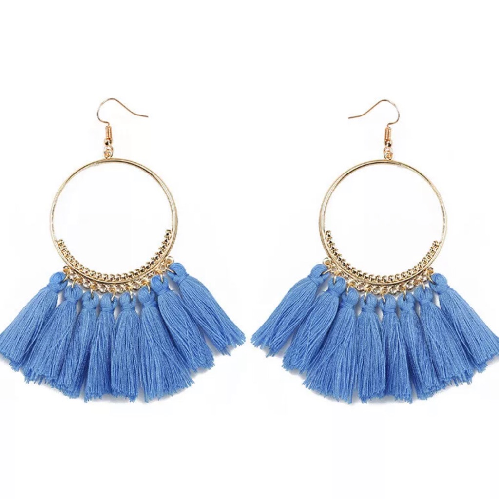 Blue Heaven Tassel Bohemian Earrings, Summer, Spring, Minimalist, Spring Break